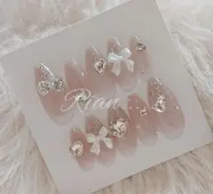 現品のみ クロムネイル ちゅるん 韓国 ネイルチップ フレンチガーリー
