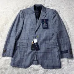 【未使用】ゼニア SHANG シルク混 チェック テーラードジャケット 92A5 2026年最新】Ermenegildo Zegna カラー：ブルー系 メンズ ビジネス