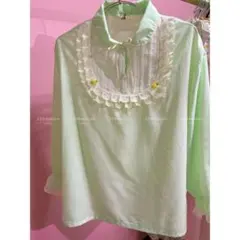 ヴィンテージ　ブラウス　長袖　レース　シャツ　vintage 古着