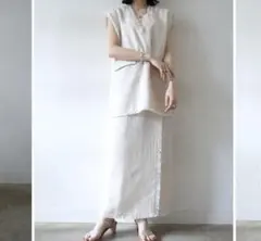 リュミエ　Lumier ツイードフリンジVネックベスト