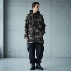 G5840*ユナイテッドアローズ☆カモ柄☆ウール☆コート☆カーキ☆M☆ミリタリー