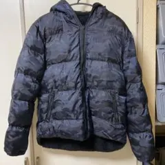 アズールマウジー　迷彩柄×ブラック　リバーシブルダウンジャケット フード付き