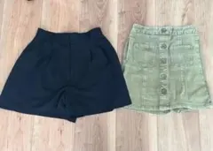 黒とカーキのハーフパンツセット キッズ 150cm