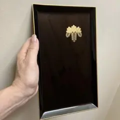 黒漆器 長方形盆 金色装飾