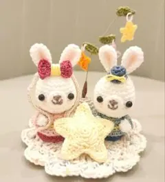 【SALE】ハンドメイド 編みぐるみ 七夕 織姫 彦星 レースのサムネイル