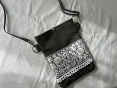 インド刺繍リボン　帆布ミニショルダー