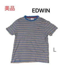 EDWIN 半袖Tシャツ L ボーダー柄 Tシャツ　綿100% ボーダーTシャツのサムネイル