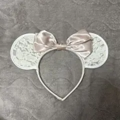 ディズニー カチューシャ レース リボン ホワイト