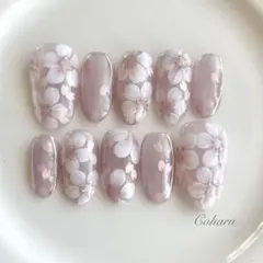 ネイルチップ　桜ネイル　春ネイル　ブライダル　入学式　入園式　卒業式　オーダー