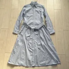 ポロバイラルフローレン シャツワンピース ロング ストライプ リネン コットン