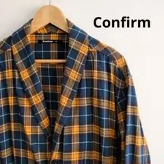 コンファーム　ネルシャツ　チェックシャツ　ネルチェックコーディガン　黄色　青