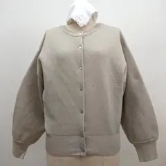 【F】hunch ♡ ハンチ ノーカラースナップボタンカーディガン ベージュ