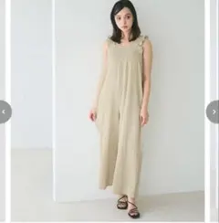 かぐれ kagure コットンリネン ギャザーオールインワン ラベンダー