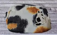 三毛猫ワッペン付き・ふんわりポーチ
