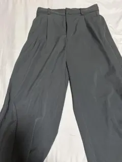 グレー スラックス ウエストボタン付き