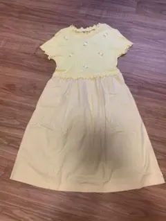 リブニット　半袖ワンピース