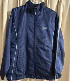 M asics ネイビー　ウインドブレーカー　ジャケット　ウォームアップウェア