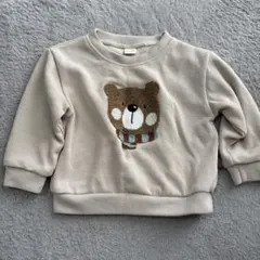 ベージュ クマ刺繍 トレーナー 12-18M