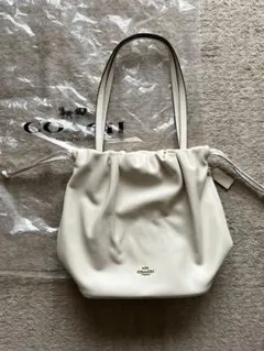【美品】COACH コーチ レザー ギャザー トートバッグ ホワイト