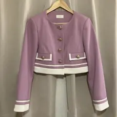 【土日セール】eimy istoire バイカラーフレンチジャケット　ピンクのサムネイル