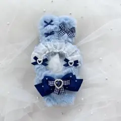 10〜12cm ぬい服 着ぐるみ うさ耳 ネイビー 青 紺