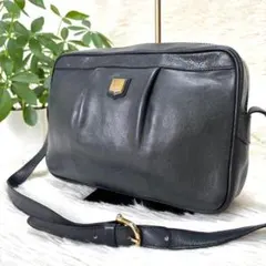 【美品】CELINE トリオンフ　オールレザー　ショルダーバッグ　ネイビー