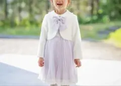 120cm anyfam 薄紫 プリーツワンピース3点セット 卒園式入学式