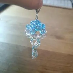 ビーズキーホルダー クラゲ ハンドメイド