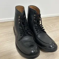 wallsall ブラック Ｕチップ編み上げレザーブーツ