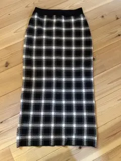 LOWRYS FARM スムースニットスカート チェック柄