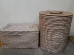 WTWダブルティー ROTAロタ ラタンバスケット／ボックス ホワイトウォッシュ