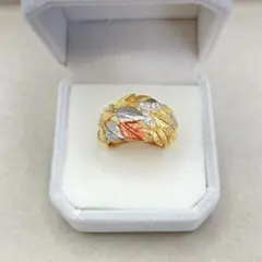 レディースリング　ゴールド　透明色石付き　遺品整理品　アンティークジュエリー