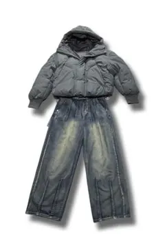 ZARA ジップアップクロップドボクシーフィットハイネックダウン　グレー　今季物