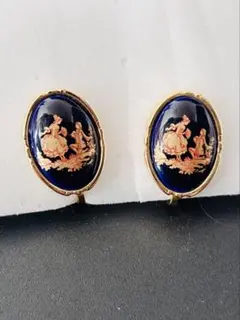Limoges Castel リモージュ　コバルトブルー　イヤリングのサムネイル