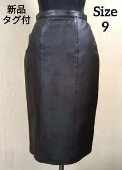 【新品タグ付】ラム レザー タイトスカート 黒 サイズ 9