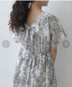 as Know as 2WAY 花柄 バックリボン キラ釦 ワンピース