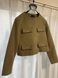 ZARA オリーブグリーン クロップドジャケット M