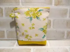 キンモクセイ柄 ハンドメイド ファスナーポーチ
