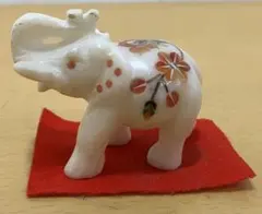 【幸運の縁起物】インド伝統工芸 大理石 象嵌細工 象の置物 彫刻 手作り