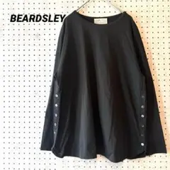 ビアズリー BEARDSLEY カットソー 長袖 サイドボタン 黒 綿 美品のサムネイル