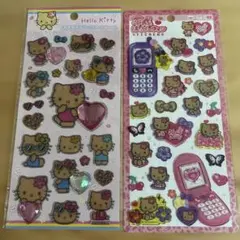 日焼けキティ　タイル　はっぴーフォン　キラキララインストーン　シール3枚セット