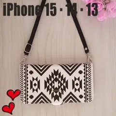 iPhone15 14 13 新品 手帳 カバー 携帯 D35 西海岸黒