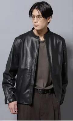ナノユニバース　ブラックレザー ジャケット羊革 (裏生地)ポリエステル100%