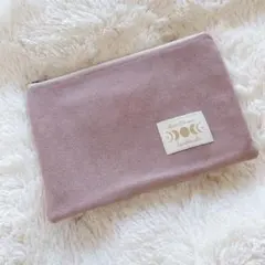 ハンドメイド スエード風ピンクポーチ フラットポーチ