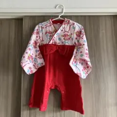 E*I様 お宮参り お食い初め 女の子 袴ロンパース 80 ピンク 赤