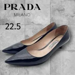 【訳あり美品】PRADA プラダ サフィアーノ レザー パンプス 黒 22.5のサムネイル