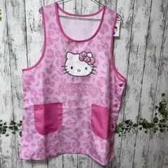 サンリオ　ハローキティエプロン　ヒョウ柄ピンク　大きいサイズエプロン　保育士