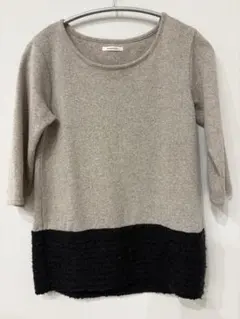 simplicité 五分袖ニット グレー・ブラック
