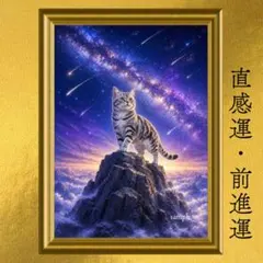 アメリカンショートヘア 可能性・直感・達成・幸運 開運アート 星空の頂 幻想画