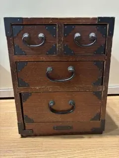 【骨董品】箪笥 小箪笥 美術品 インテリア アンティーク 木彫